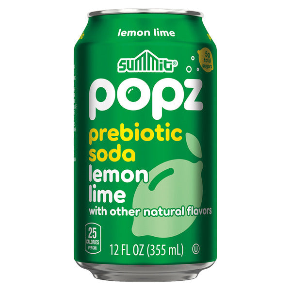 Summit Popz Lemon Lime Flavored Prebiotic Soda 12 fl oz