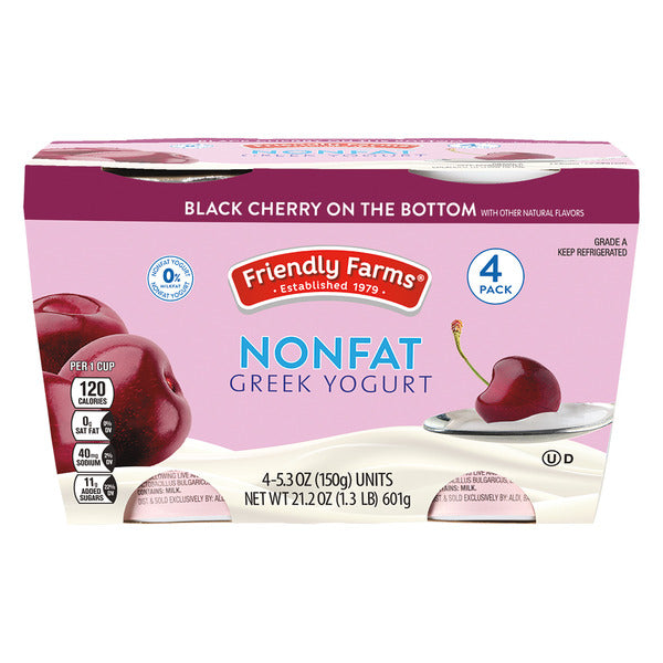Friendly Farms Black Cherry on the Bottom Nonfat Greek Yogurt - 4 Pack 5.3 oz