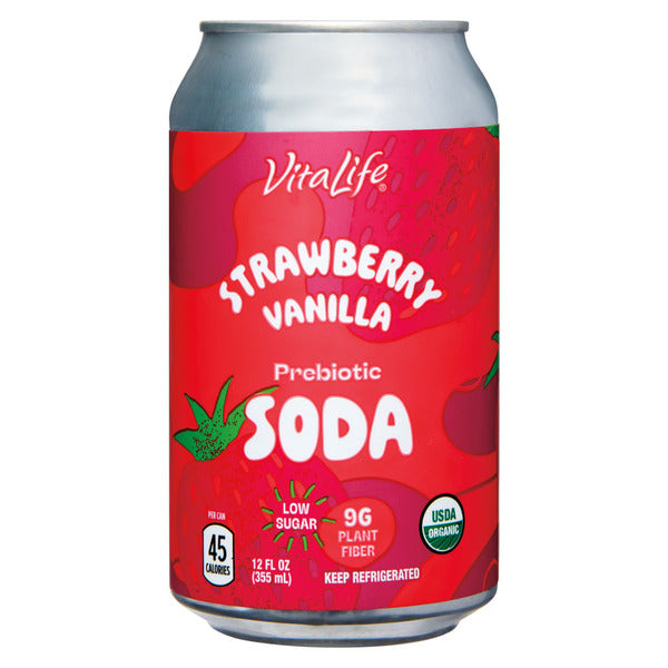 Vitalife Strawberry Vanilla Prebiotic Soda 12 fl oz