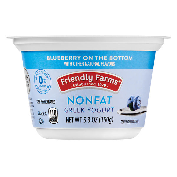 Friendly Farms Blueberry on the Bottom Non-Fat Greek Yogurt - 4 Pack 5.3 oz