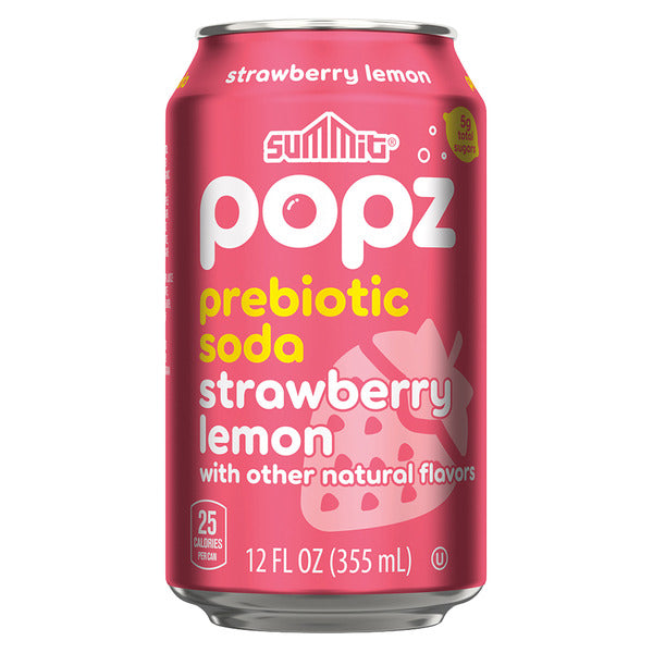 Summit Popz Strawberry Lemon Flavored Prebiotic Soda 12 fl oz
