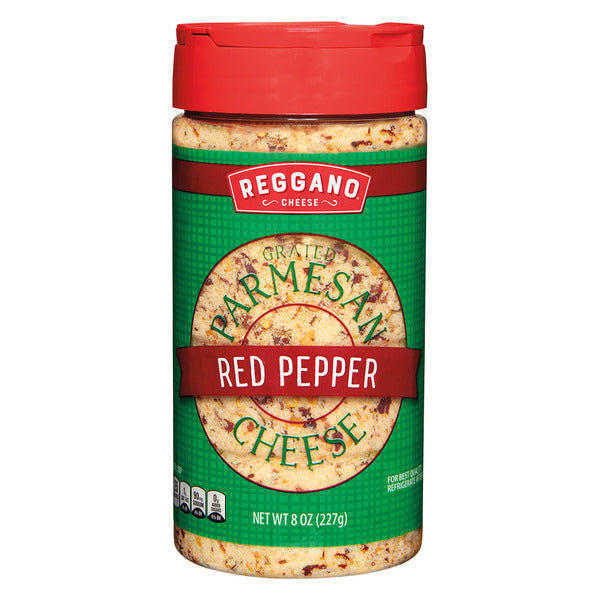Reggano Seasoned Parmesan Cheese, Red Pepper 8 oz