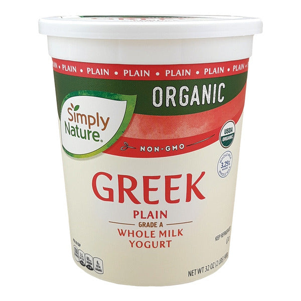 Simply Nature Organic Plain Greek Whole Milk Yogurt 32 oz