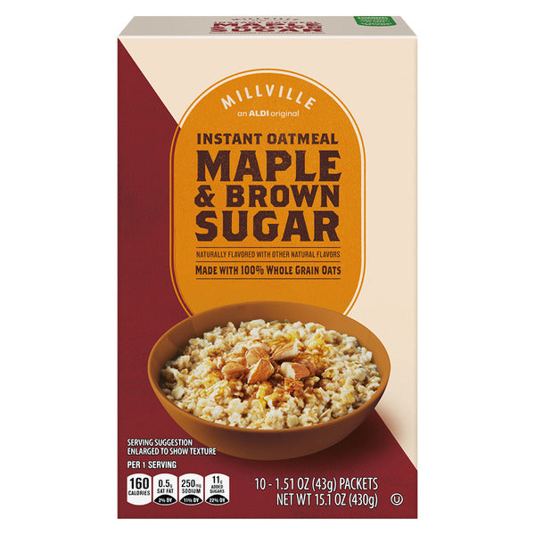 Millville Maple and Brown Sugar Instant Oatmeal, 10 count 15.1 oz