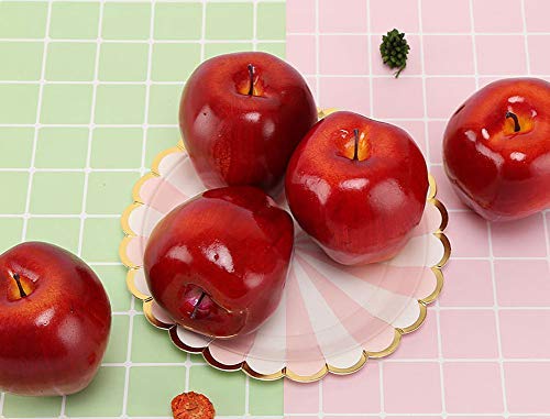 Yangshine 3 Pack Artificial Lifelike Simulation Dark Red Apples Fake Fruit