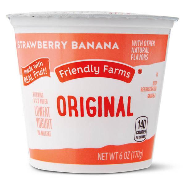 Friendly Farms Strawberry Banana Original Lowfat Yogurt 6 oz