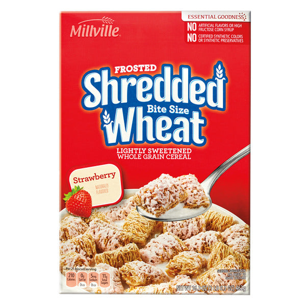 Millville Strawberry Frosted Shredded Wheat Cereal 16.3 oz