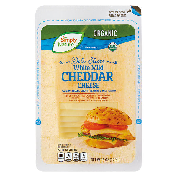 Simply Nature Deli Sliced Organic White Cheddar Cheese 6 oz