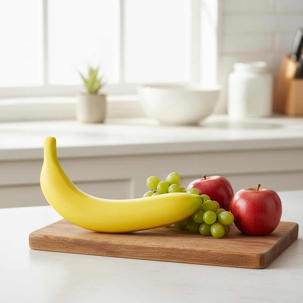 Oahtzy Realistic Plastic Artificial Banana, Simulation Lifelike Fake Fruit, Faux Banana Fake Food Model Display Photography Props for Home Decor Wedding Showcase Kitchen Display (1PC)