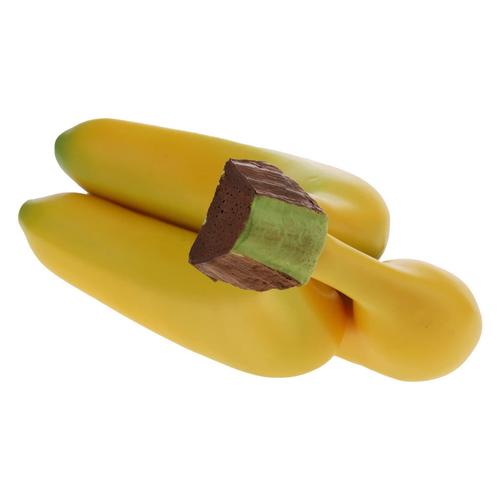 Woration Realistic Artificial 3 Heads Banana Bunch Lifelike Fruit Decor