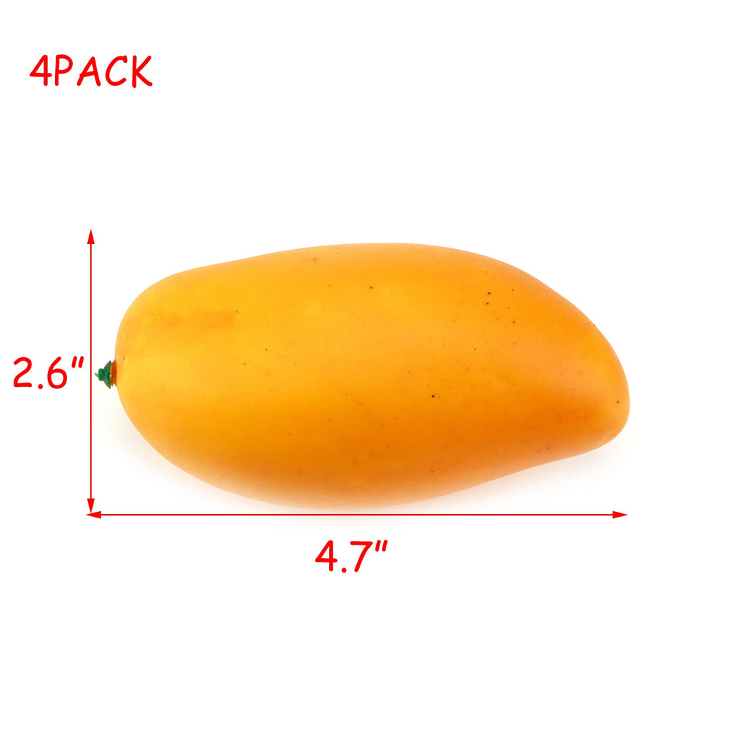 HEVSTIL 4Pk Artificial Green Mangoes, Lifelike Fake Fruit for Kitchen Decor