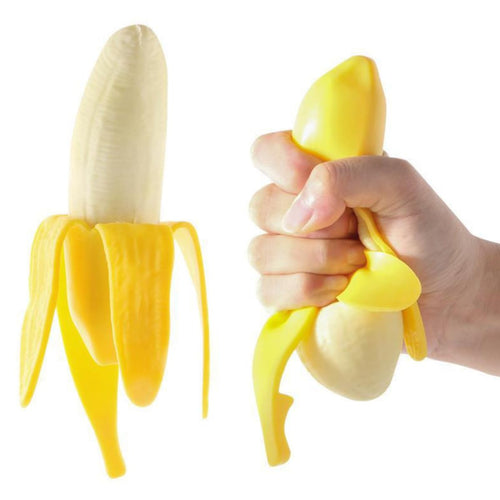 Dhjrefhhd 1Pcs Banana Squeeze Prop Fake Banana Stretchy Fidget Tool Novelty Stress Relief Funny Peeled Fake Banana Fruit Stress Tool Halloween Christmas Party April Fool's Day Decorate
