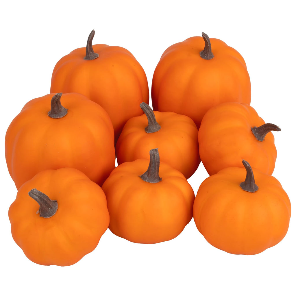 Artgar Orange Artificial Pumpkins, Harvest Decor Foam Pumpkin 8 PCS Set