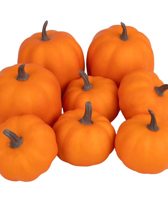 Artgar Orange Artificial Pumpkins, Harvest Decor Foam Pumpkin 8 PCS Set