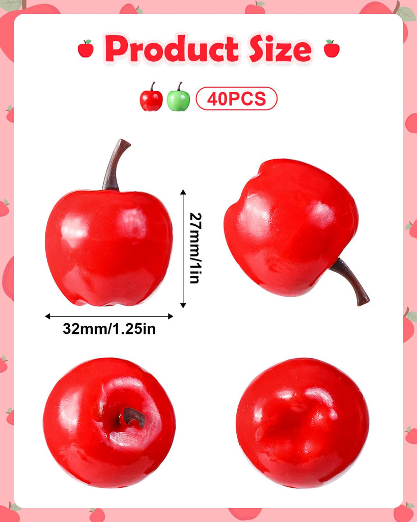 Liobelon 40 Pieces Mini Artificial Apples Mini Fake Apples