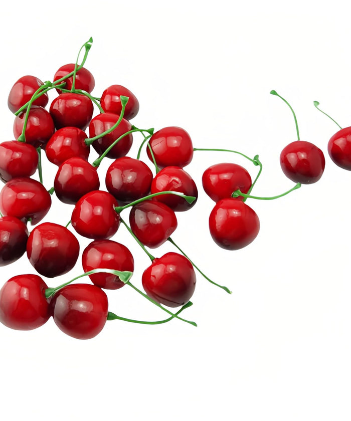 20PCS Realistic Artificial Cherries, Fake Fruit Decor - Lifelike Red Cherry for Kitchen, Party, Wedding, Table Centerpiece, Photography Props, DIY Crafts - Non-Toxic PVC, Bulk Fake Cherries