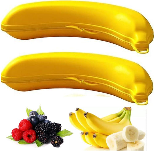 BOHEM'S Banana Keeper On The Go Outdoor Travel Case BPA-Free Fruit Protector Portable Banana Holder Cute Carrier Storage Box 2 Pack Yellow (Banana Keeper)