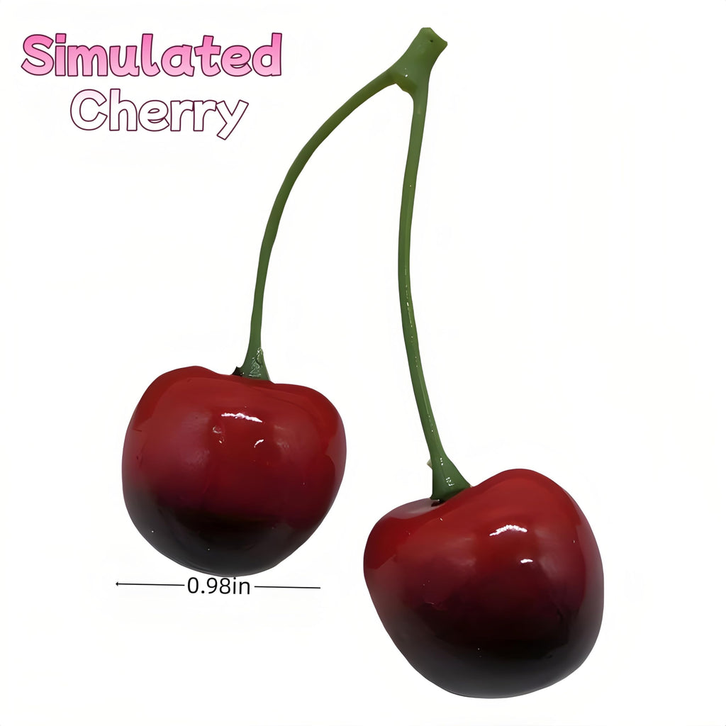 20PCS Realistic Artificial Cherries, Fake Fruit Decor - Lifelike Red Cherry for Kitchen, Party, Wedding, Table Centerpiece, Photography Props, DIY Crafts - Non-Toxic PVC, Bulk Fake Cherries