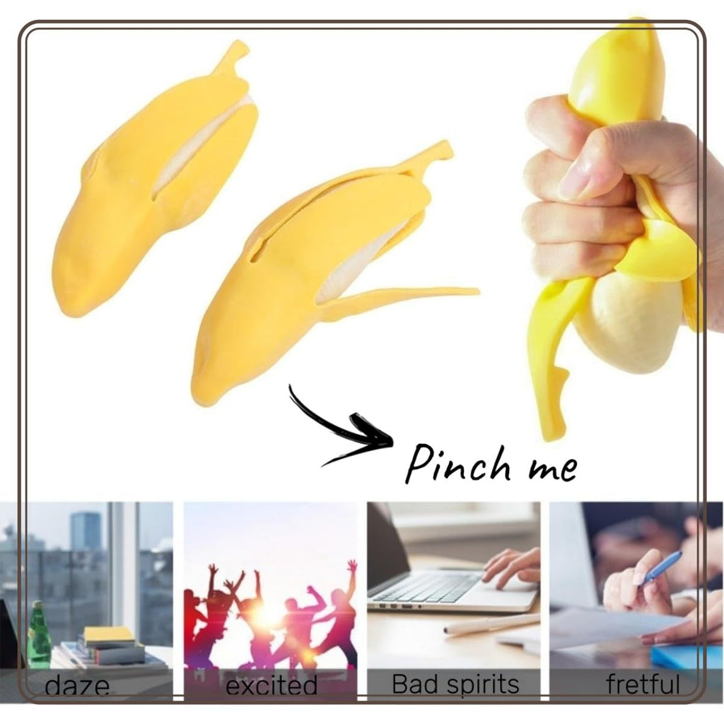 Dhjrefhhd 1Pcs Banana Squeeze Prop Fake Banana Stretchy Fidget Tool Novelty Stress Relief Funny Peeled Fake Banana Fruit Stress Tool Halloween Christmas Party April Fool's Day Decorate