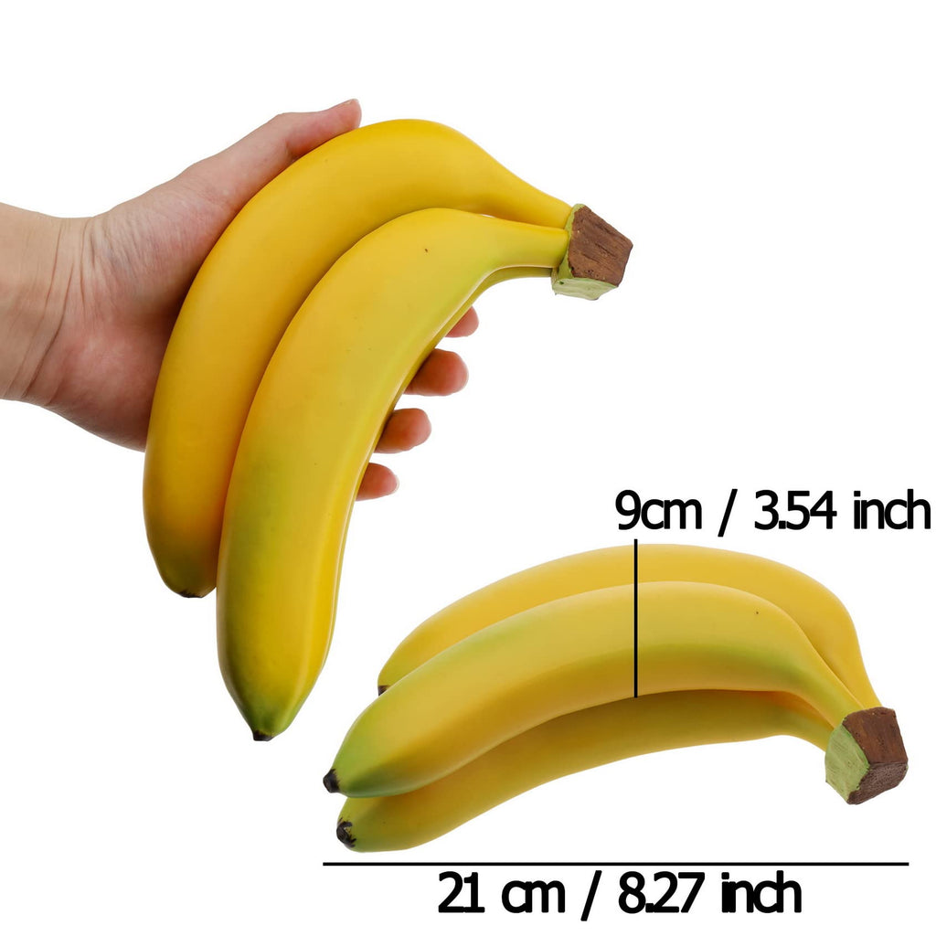 Woration Realistic Artificial 3 Heads Banana Bunch Lifelike Fruit Decor