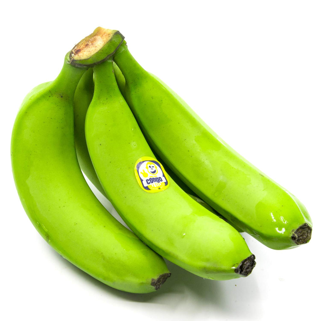Congo Cooking Bananas, Hard Green, Guineo, Not For Ripening 4 pound Box (1.8 Kilograms)