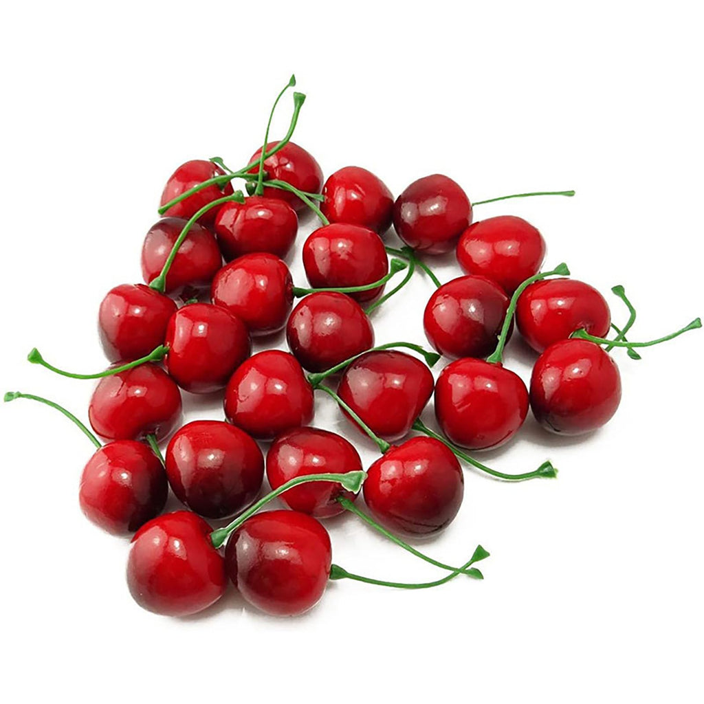 YIKANGHENG 50 Pcs 2.55 Inch x 1 Inch Fake Cherry Artificial Lifelike Fruits for Home and Party Decoration (50)