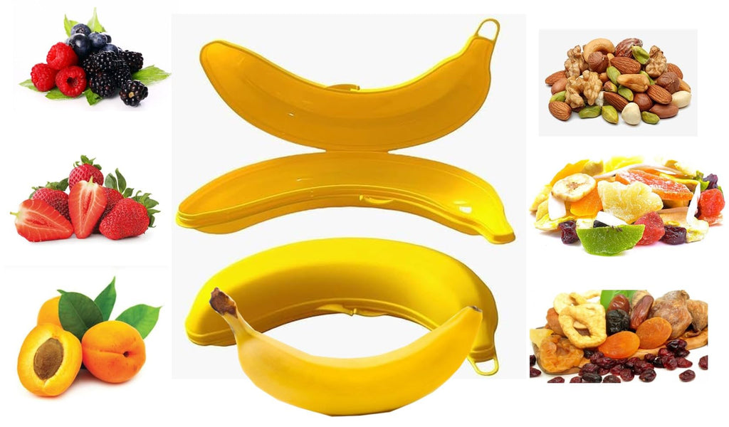 BOHEM'S Banana Keeper On The Go Outdoor Travel Case BPA-Free Fruit Protector Portable Banana Holder Cute Carrier Storage Box 2 Pack Yellow (Banana Keeper)