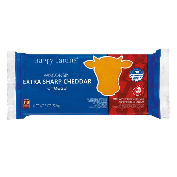 Happy Farms Wisconsin Extra Sharp Cheddar Cheese Block 8 oz