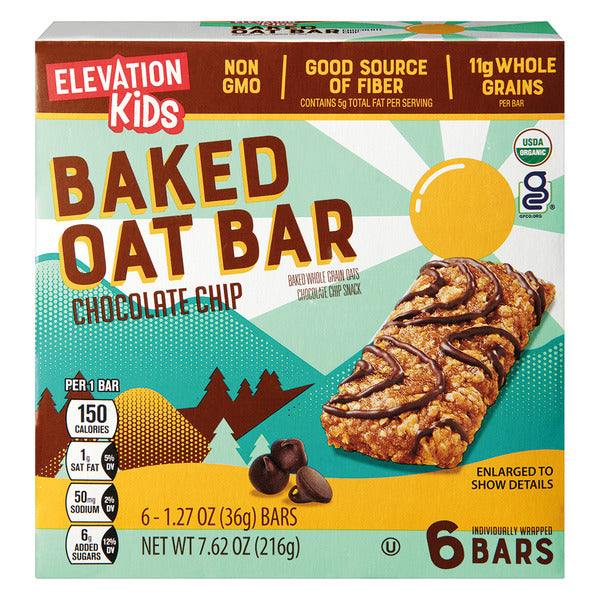 Elevation Chocolate Chip Kid's Baked Oat Bar, 6 count 7.62 oz