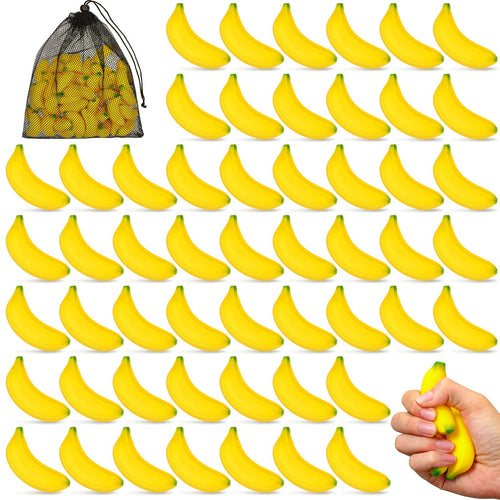 HyDren 50 Pcs Fake Foam Bananas with Bag for Kids Adults Party