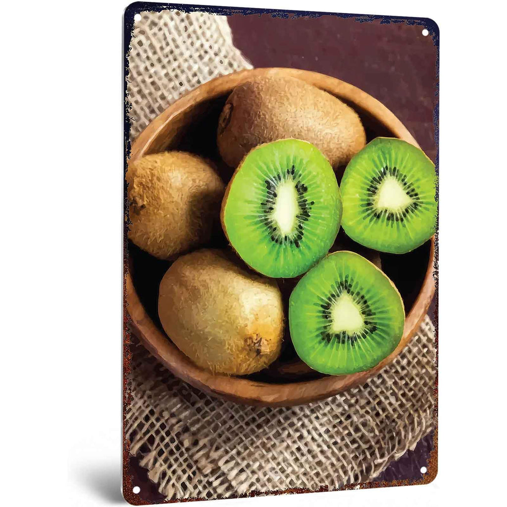 Vibrant Kiwi Fruit Metal Signs 8x12 Inch Kitchen Wall Decor