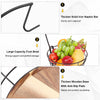 Livabber Countertop Fruit Basket Bowl with Banana Hanger, Modern Standing Fruit Vegetable Bowl Storage, with Banana Tree Holder for Kitchen Dinning Table (Round Wood, Black)