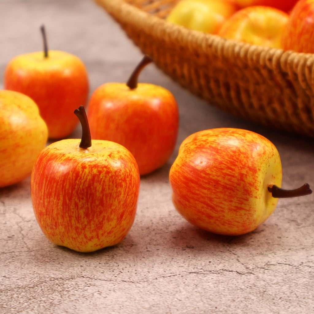 Lorigun 30pcs Artificial Lifelike Simulation 1.3" Mini Red Apples Fake Fruits Photography Props Model