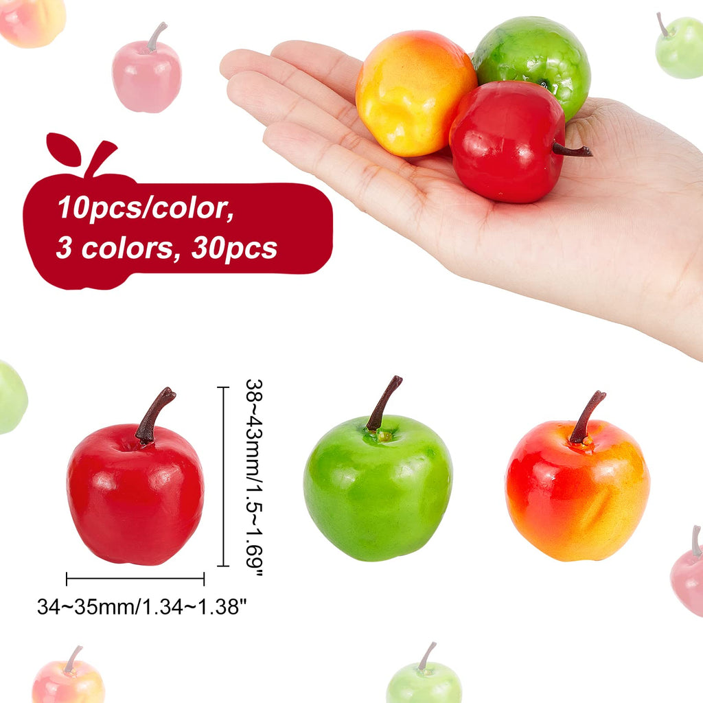 CHGCRAFT 30Pcs 3 Styles Realistic Fake Fruit Artificial Lifelike Mix Apple Mini Artificial Apple Fake Fruit Simulation Foam Fruits for Home Kitchen Photography Party Decoration