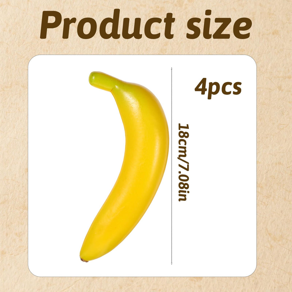 4 PCS Realistic Fake Banana Artificial Plastic Banana Lifelike Plastic Foam