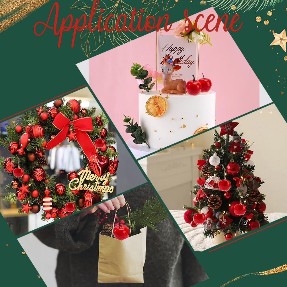 PandaHall Mini Apples, 1.7 inch, Red, 20pcs Fake Apples Xms Decoration