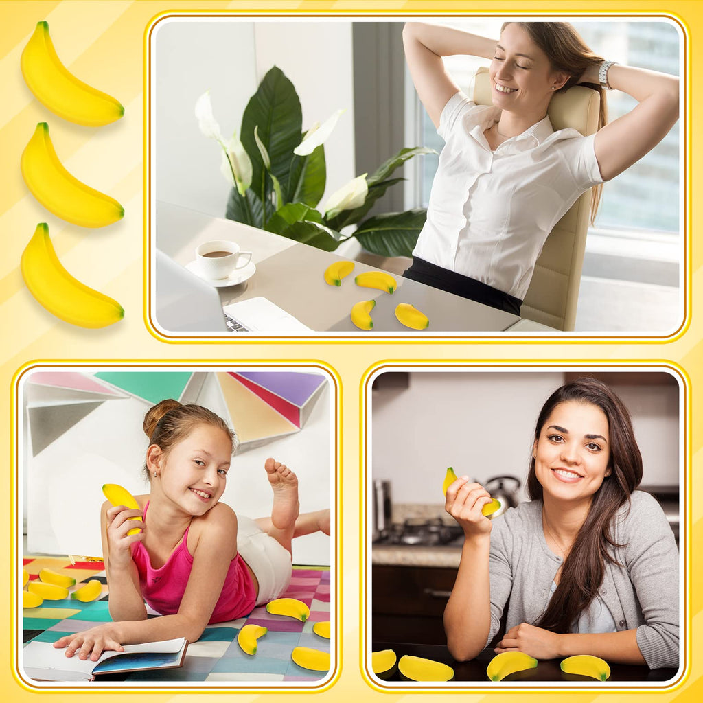 HyDren 50 Pcs Fake Foam Bananas with Bag for Kids Adults Party
