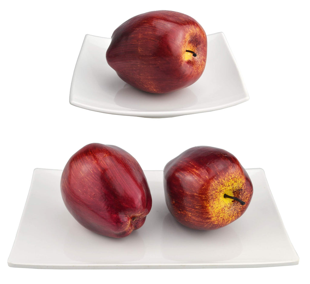 JEDFORE Fake Dark Red Apple Simulation Artificial Lifelike Plastic Red Delicious Apples Set Fake Fruit for Home House Kitchen Wedding Party Decoration Photography (8Pcs)