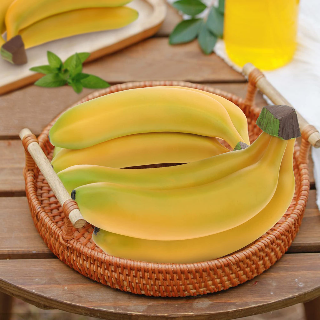 Woration Realistic Artificial 3 Heads Banana Bunch Lifelike Fruit Decor