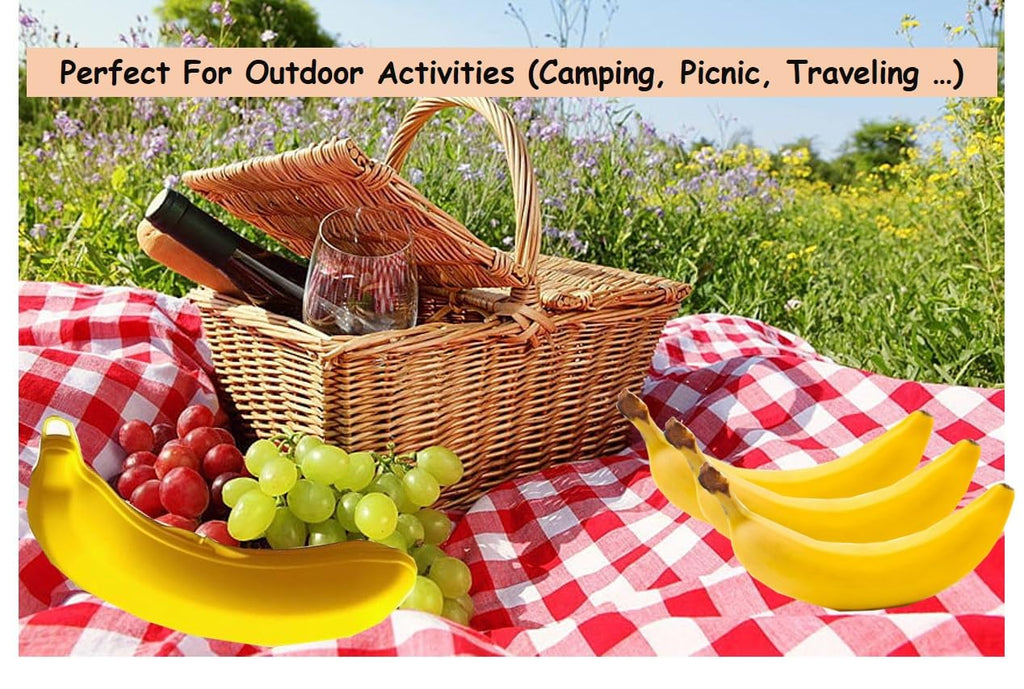 BOHEM'S Banana Keeper On The Go Outdoor Travel Case BPA-Free Fruit Protector Portable Banana Holder Cute Carrier Storage Box 2 Pack Yellow (Banana Keeper)