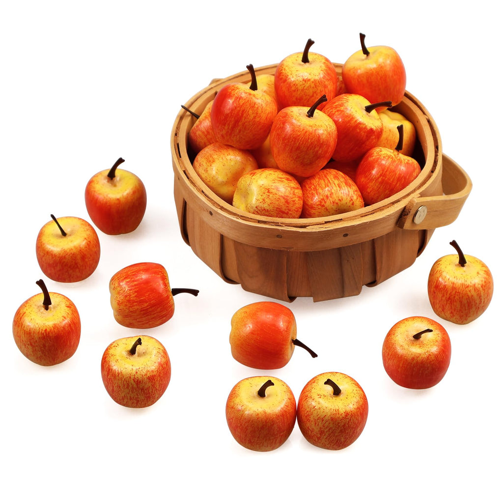 Lorigun 30pcs Artificial Lifelike Simulation 1.3" Mini Red Apples Fake Fruits Photography Props Model
