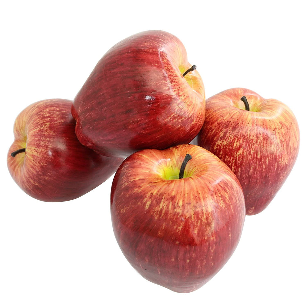 BLLNDX Artificial Red Apple 4PCS High Simulation Plastic Fake Red Apples Realistic Lifelike Artificial Fruits Model for Home Kitchen Party Wedding Decoration
