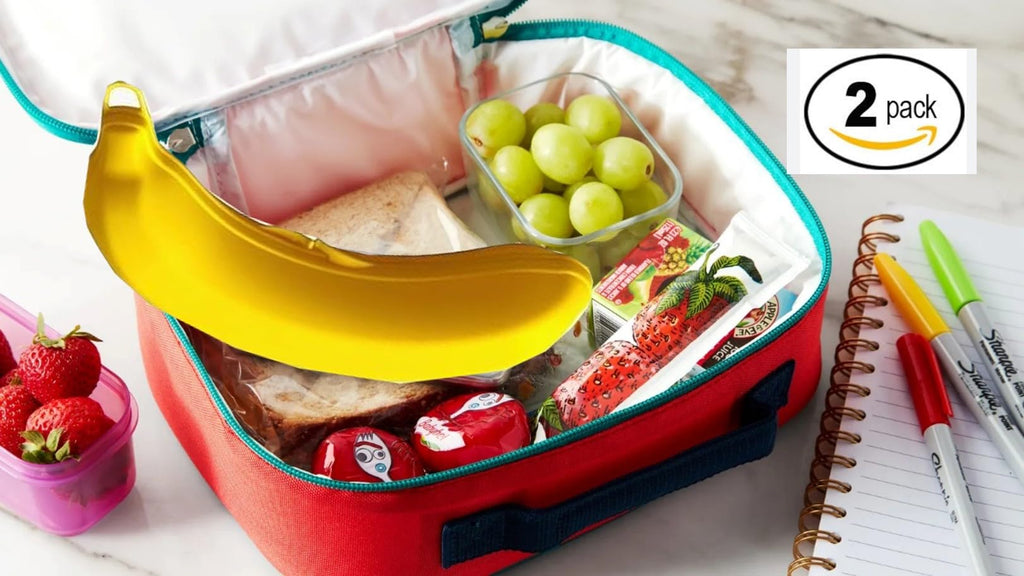 BOHEM'S Banana Keeper On The Go Outdoor Travel Case BPA-Free Fruit Protector Portable Banana Holder Cute Carrier Storage Box 2 Pack Yellow (Banana Keeper)