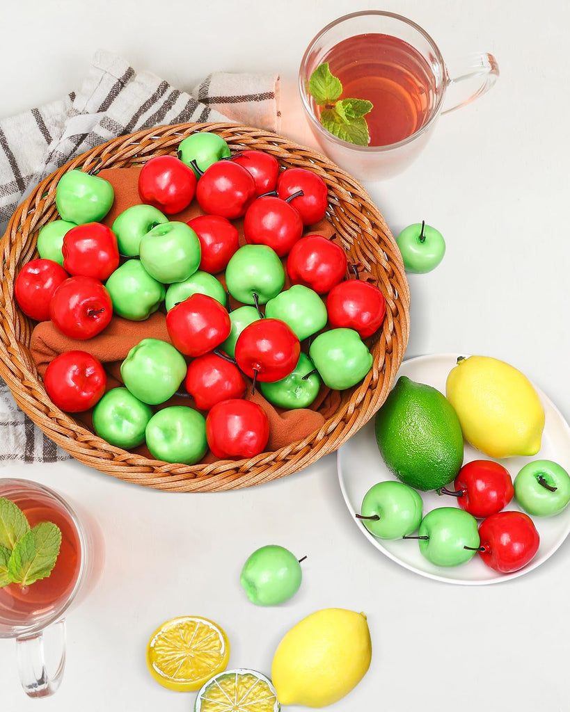 Liobelon 40 Pieces Mini Artificial Apples Mini Fake Apples