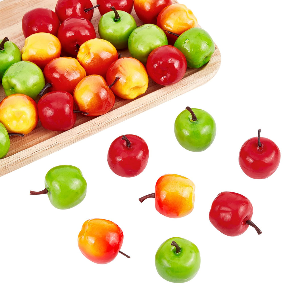 CHGCRAFT 30Pcs 3 Styles Realistic Fake Fruit Artificial Lifelike Mix Apple Mini Artificial Apple Fake Fruit Simulation Foam Fruits for Home Kitchen Photography Party Decoration