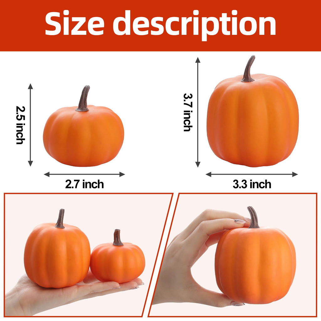 Artgar Orange Artificial Pumpkins, Harvest Decor Foam Pumpkin 8 PCS Set