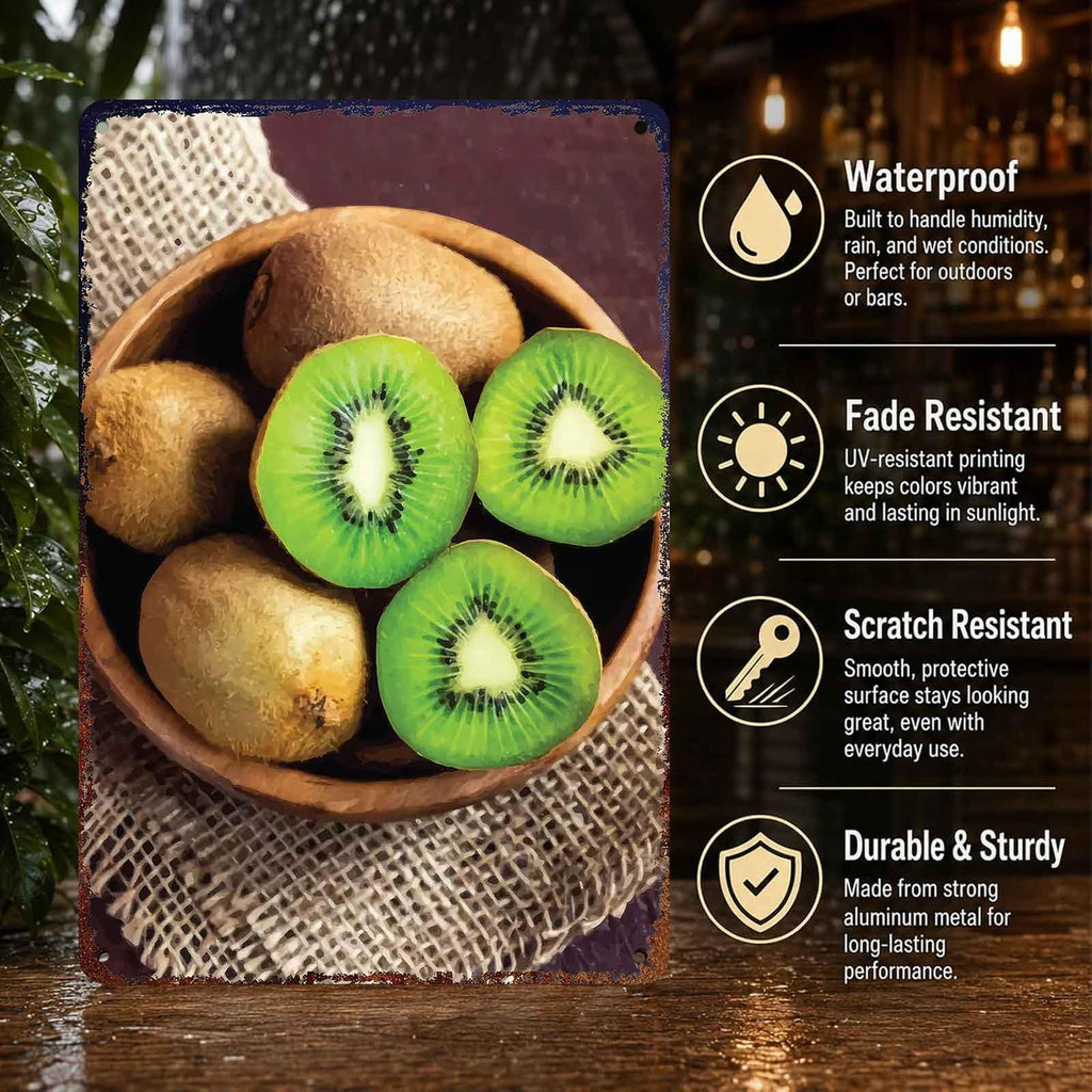 Vibrant Kiwi Fruit Metal Signs 8x12 Inch Kitchen Wall Decor