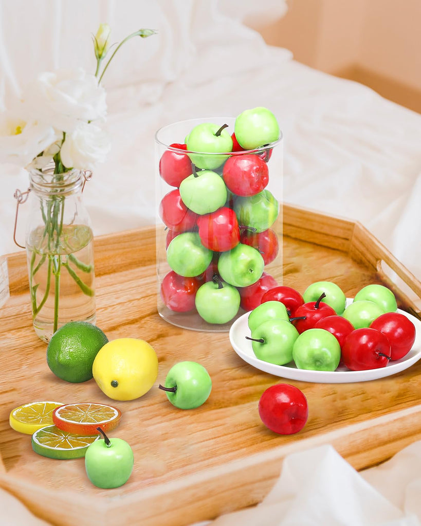 Liobelon 40 Pieces Mini Artificial Apples Mini Fake Apples