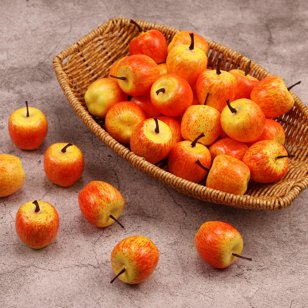Lorigun 30pcs Artificial Lifelike Simulation 1.3" Mini Red Apples Fake Fruits Photography Props Model
