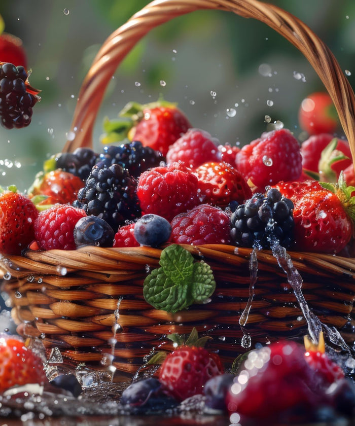 A Gift with fresh Juicy Berries Fruit Basket by RawJoy Farms.